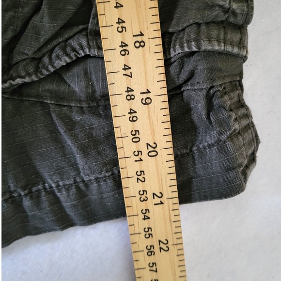 American Eagle Men 32 Cargo Shorts Y2K Khaki Green Utility Longer Length Ripstop - Picture 10 of 10